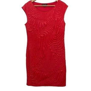 Linea Domani Textured Sheath Dress Sz 12 XL Pink Lined Cap Sleeve Cocktail EUC